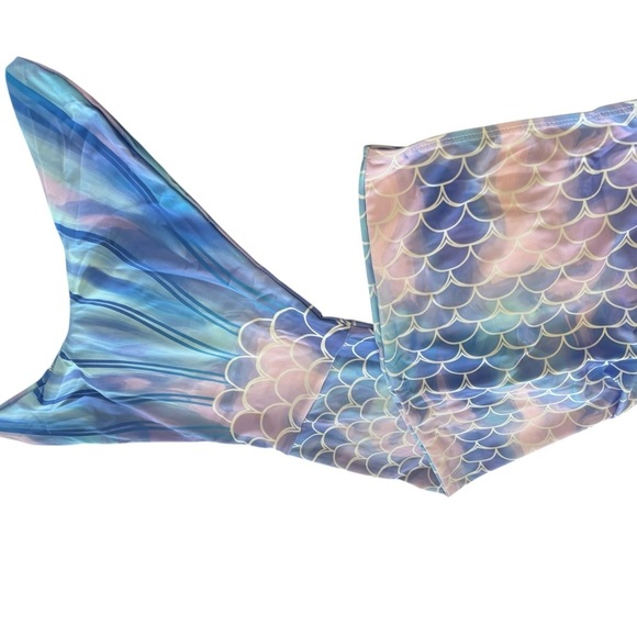 PatPat Toddler 3-4YR Bikinis Set Ruffled Top Bottom & Mermaid Tail 3PC Swimsuit - Picture 5 of 8